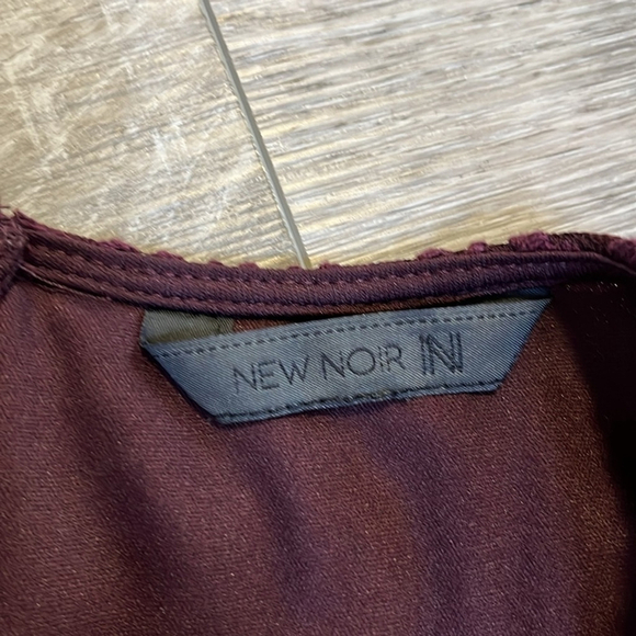 VINTAGE Sleeveless Lace Dress, Rose Motif, Burgundy Wine Merlot Plum, Size 12-14 - Picture 10 of 14